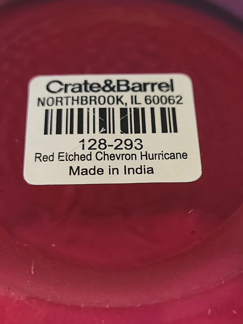 Crate&Barrel Red Etched Chevron Hurricane 4